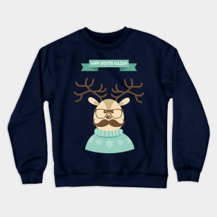 Happy Winter Holiday Deer Crewneck Sweatshirt